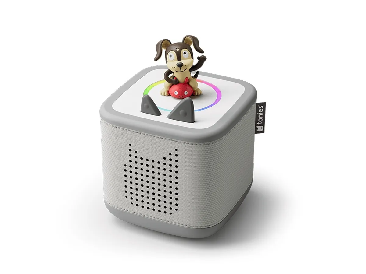 Toniebox 2 screen-free audio player with a Tonie figure on top